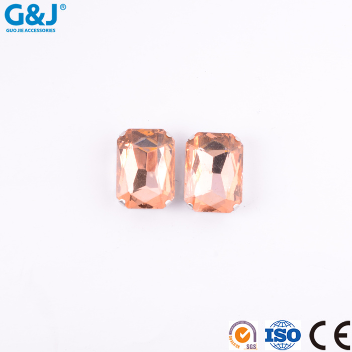 Long square octagonal metal four-claw buckle head flower shoe hat imitation table water drill claw button can set 