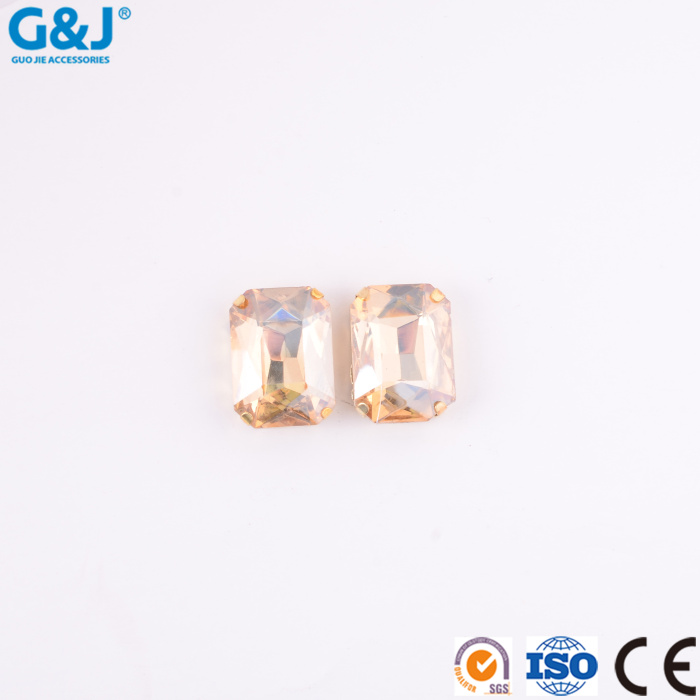 Long square octagonal metal four-claw buckle head flower shoe hat imitation table water drill claw button can set 
