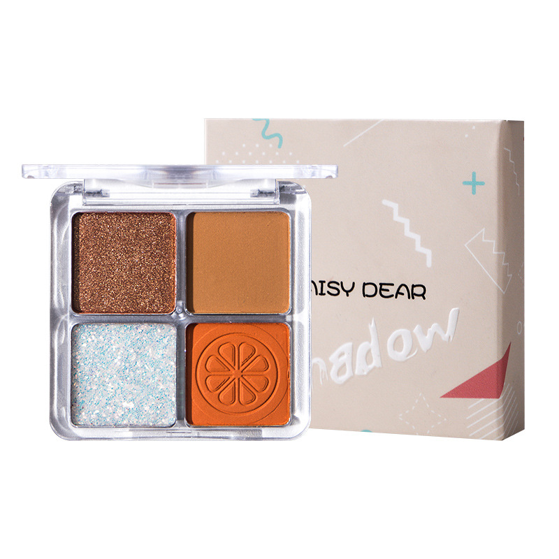 Tiktok Same Style Four Color Eyeshadow Palette Earth Color Student Cheap Style Lazy Eyeshadow Waterproof Not Smudge Internet Celebrity Live Broadcast