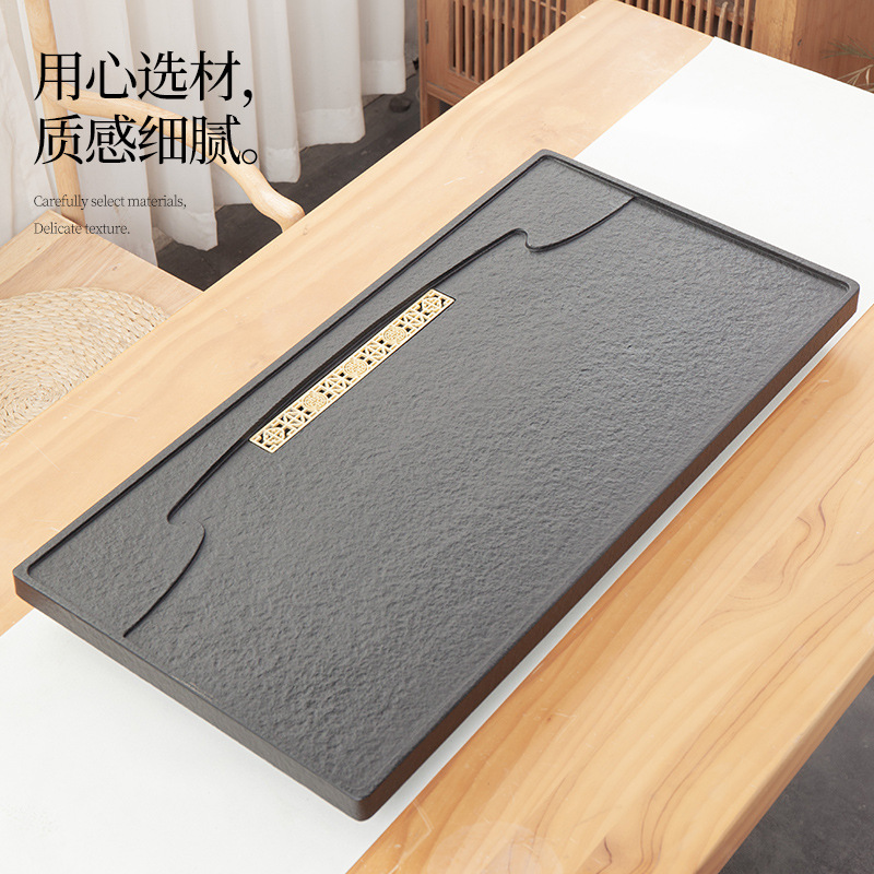 Tea Tray Tea Set Set Home Living Room Kung Fu Simple Black Stone Tea Pitcher Gift Drainage Size Tea Table