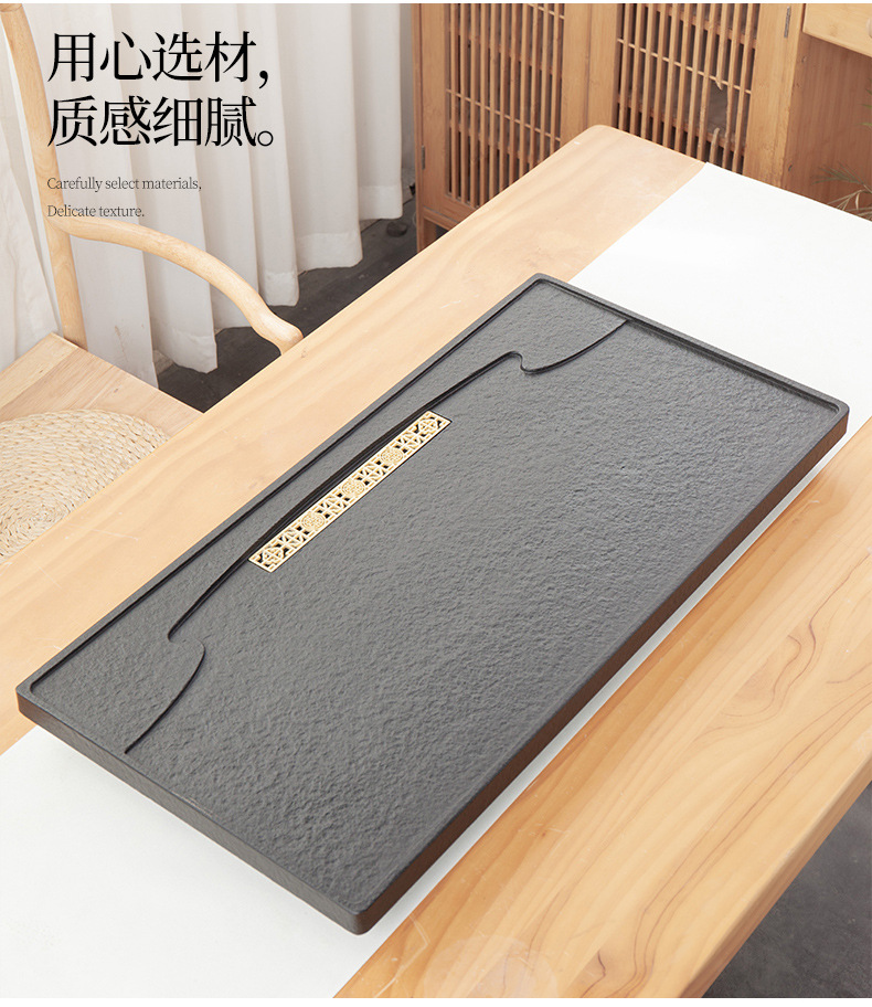 Tea Tray Tea Set Set Home Living Room Kung Fu Simple Black Stone Tea Pitcher Gift Drainage Size Tea Table