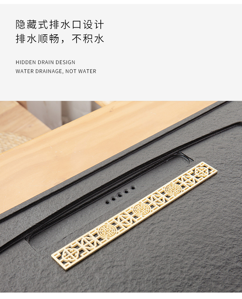 Tea Tray Tea Set Set Home Living Room Kung Fu Simple Black Stone Tea Pitcher Gift Drainage Size Tea Table