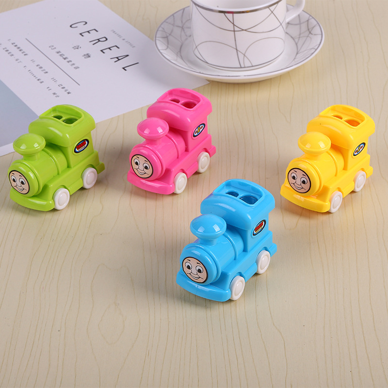 Cartoon DIY building block locomotive pencil sharpener double hole auto pencil sharpener wholesale Cartoon DIY building block locomotive pencil sharpener double hole auto pencil sharpener wholesale