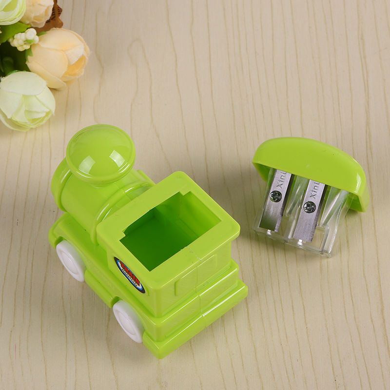 Cartoon DIY building block locomotive pencil sharpener double hole auto pencil sharpener wholesale Cartoon DIY building block locomotive pencil sharpener double hole auto pencil sharpener wholesale