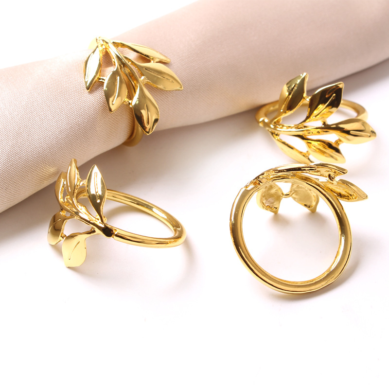 Hotel Wedding Leaf Alloy Napkin Ring Dining Table Napkin Ring Gold and Silver Color Napkin Napkin Ring Cross-Border