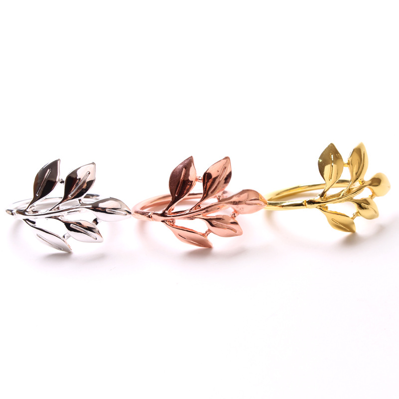 Hotel Wedding Leaf Alloy Napkin Ring Dining Table Napkin Ring Gold and Silver Color Napkin Napkin Ring Cross-Border
