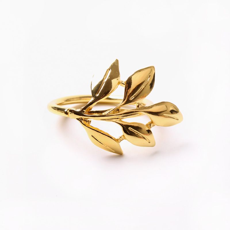 Hotel Wedding Leaf Alloy Napkin Ring Dining Table Napkin Ring Gold and Silver Color Napkin Napkin Ring Cross-Border