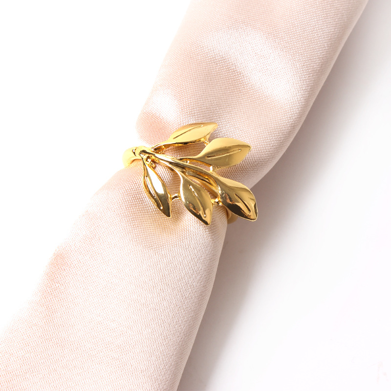 Hotel Wedding Leaf Alloy Napkin Ring Dining Table Napkin Ring Gold and Silver Color Napkin Napkin Ring Cross-Border