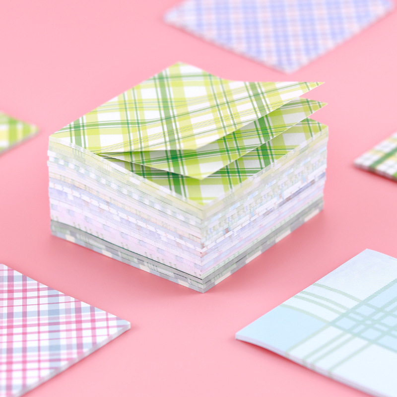 INS Style Hand Account Plaid Texture Sticky Notes Colorful Plaid Material Base Paper Message-Leaving Memo Sticky Note Note Sticker