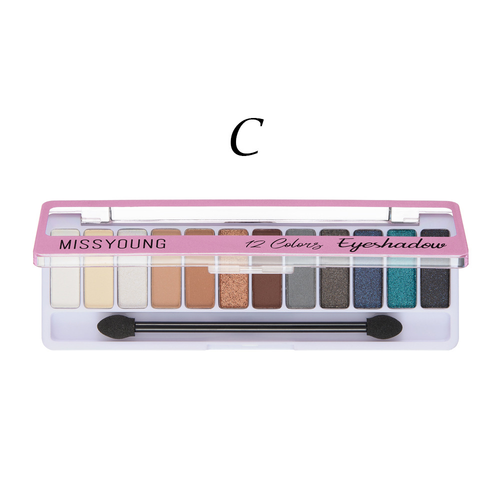 Missyoung Genuine 12 Colors Eye Shadow Plate New Eye Shadow Not Smudge Matte Shimmer Best Seller in Europe and America Makeup Palette