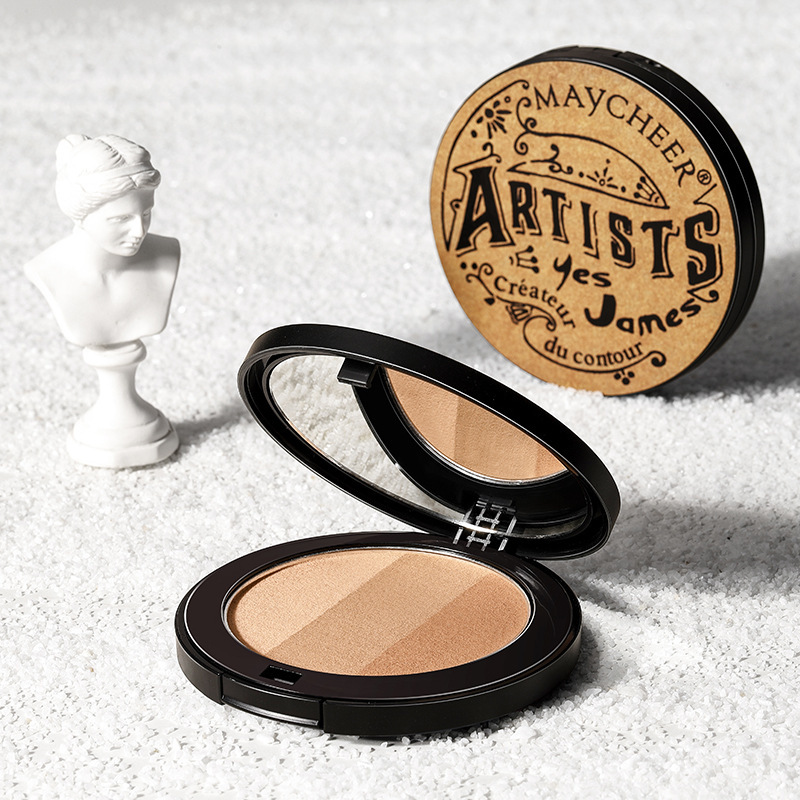 MAYCHEER Three-Color Shading Powder Three-Dimensional Dual-Use Brightening Makeup Palette Sculpting Contour Powder Nose Shadow Side Shadow Highlight Powder