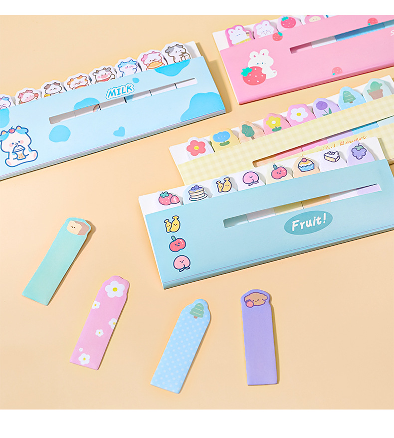 Cartoon Animal Row Station Sticky Notes Cute Ins Girl Heart Index Stickers Learning Memo Note Sticker Notepad