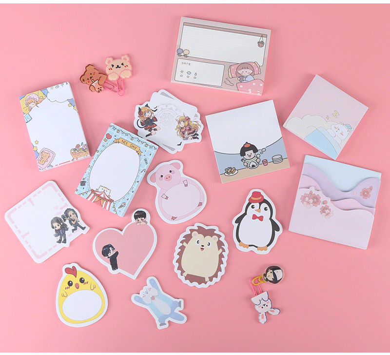 Factory Customized Cartoon Shaped Sticky Notes Transparent Notepad Office Cute Note Sticker Creative Sticky Note Sticky Notes Customized