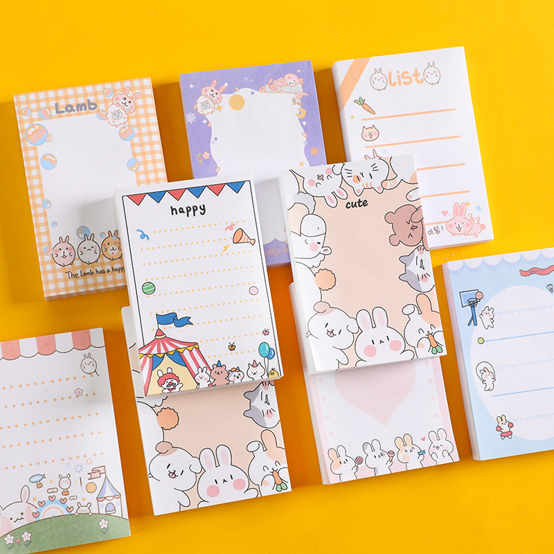 Cute Cartoon Cute Rabbit Memo Notepad Student Journal Sticky Notes Tearable Note Sticker Message Notepad