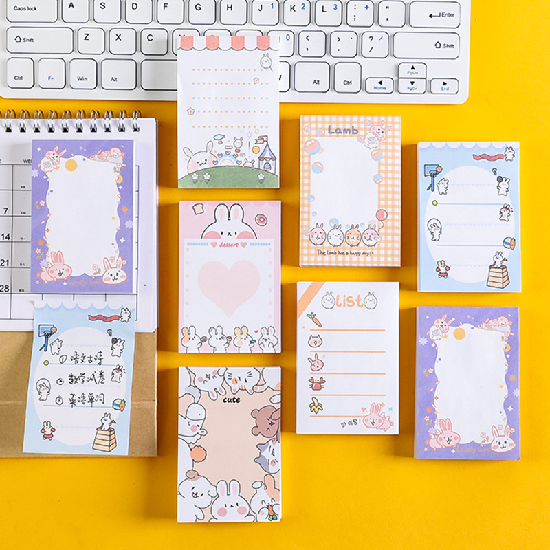 Cute Cartoon Cute Rabbit Memo Notepad Student Journal Sticky Notes Tearable Note Sticker Message Notepad