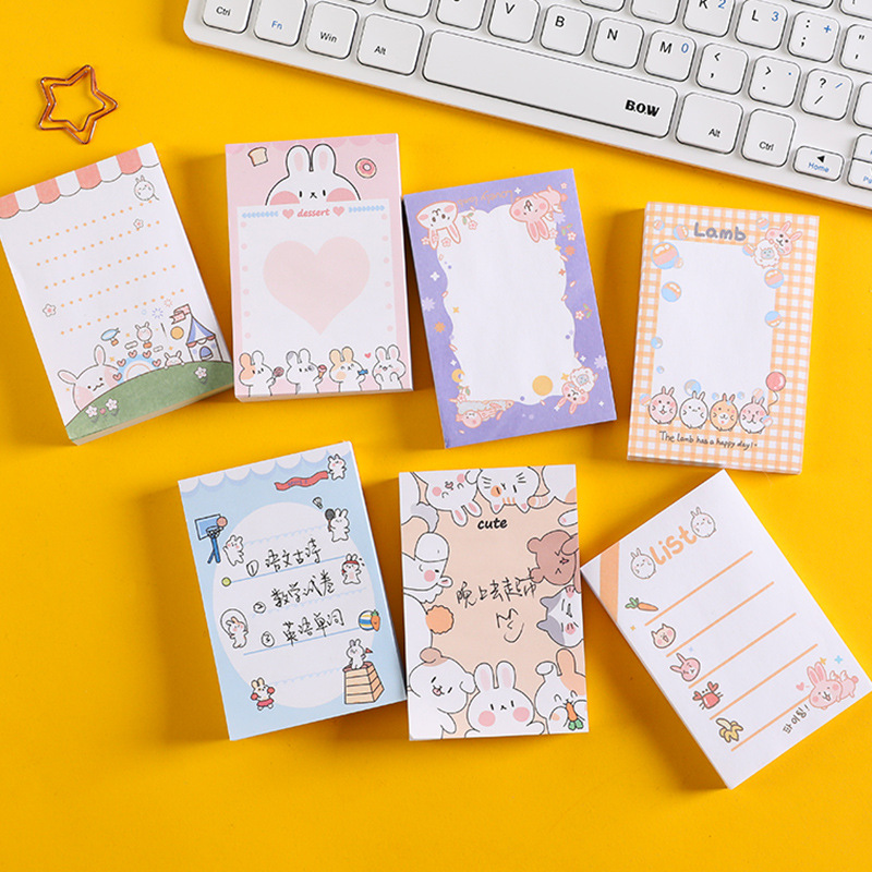 Cute Cartoon Cute Rabbit Memo Notepad Student Journal Sticky Notes Tearable Note Sticker Message Notepad