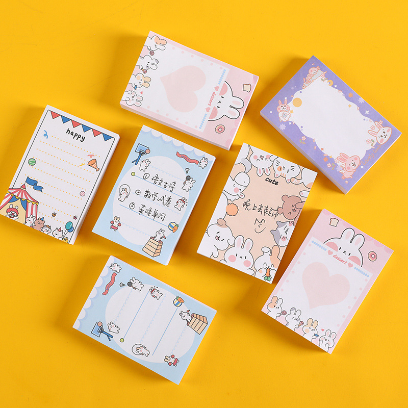 Cute Cartoon Cute Rabbit Memo Notepad Student Journal Sticky Notes Tearable Note Sticker Message Notepad
