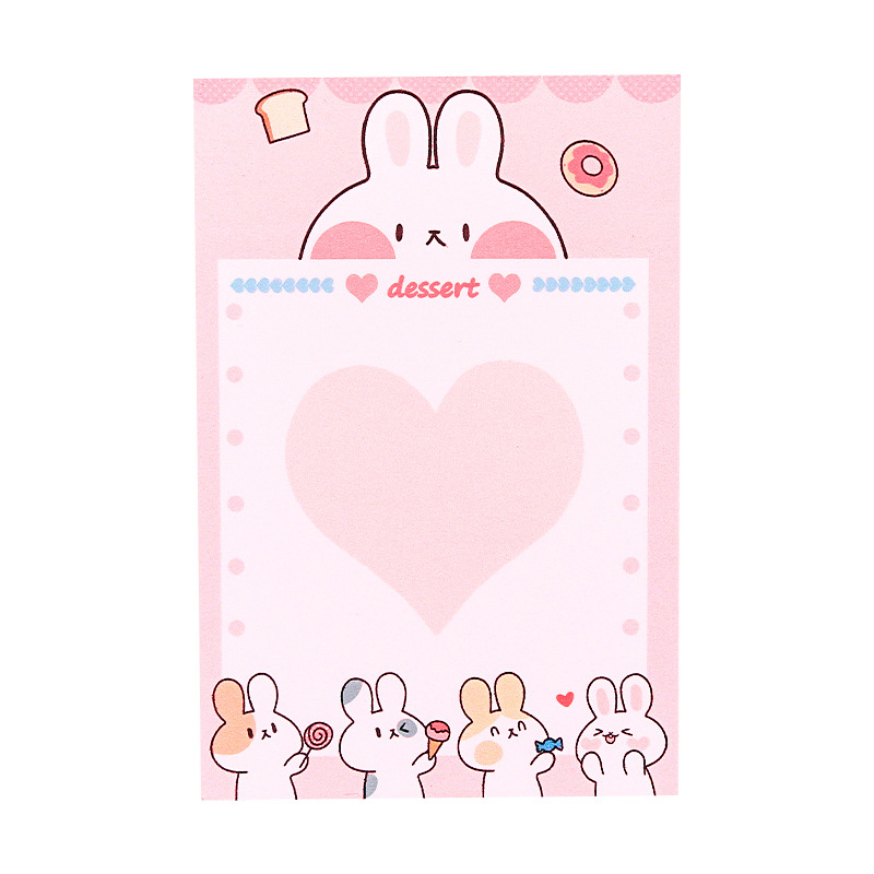 Cute Cartoon Cute Rabbit Memo Notepad Student Journal Sticky Notes Tearable Note Sticker Message Notepad