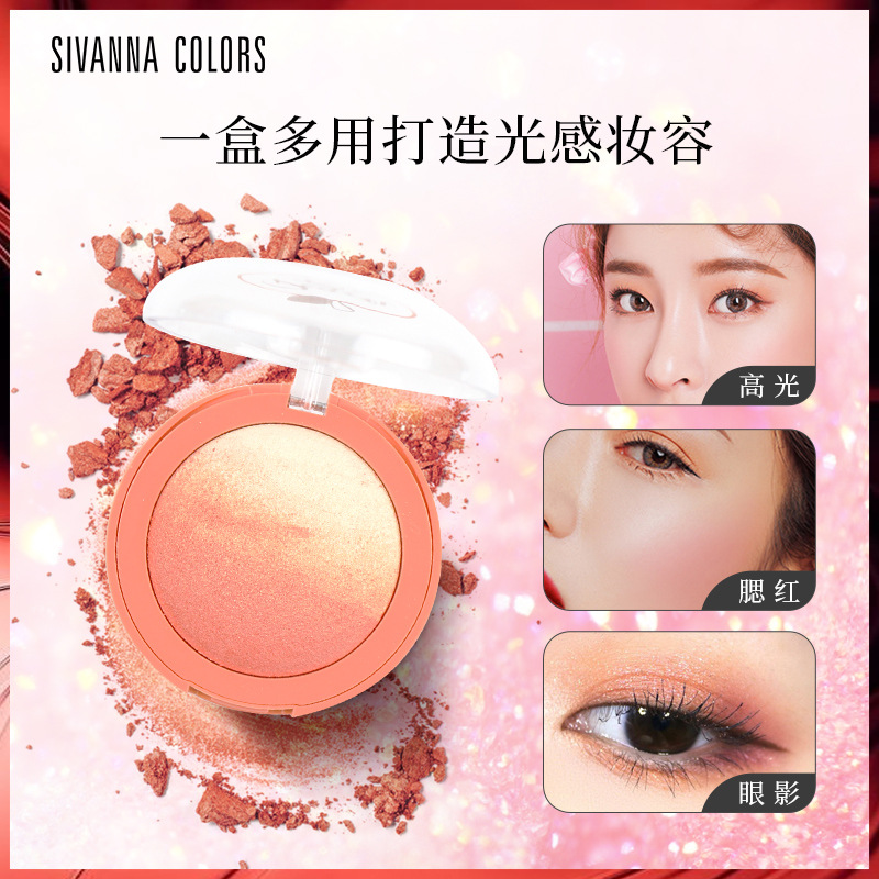 Thailand Sivanna Siwei Na Blush Highlight Makeup Palette Nude Makeup Natural Red Female Repair Orange Three-in-One