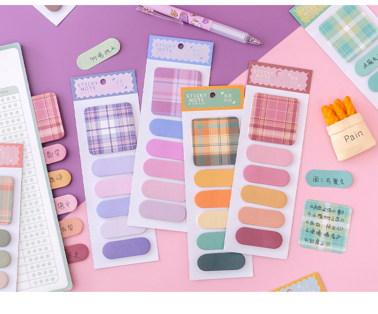 Korean Style Morandi Cute Sticky Note Student Cartoon Pattern Note Sticker Strong Sticky Tearable Reward Small Gift