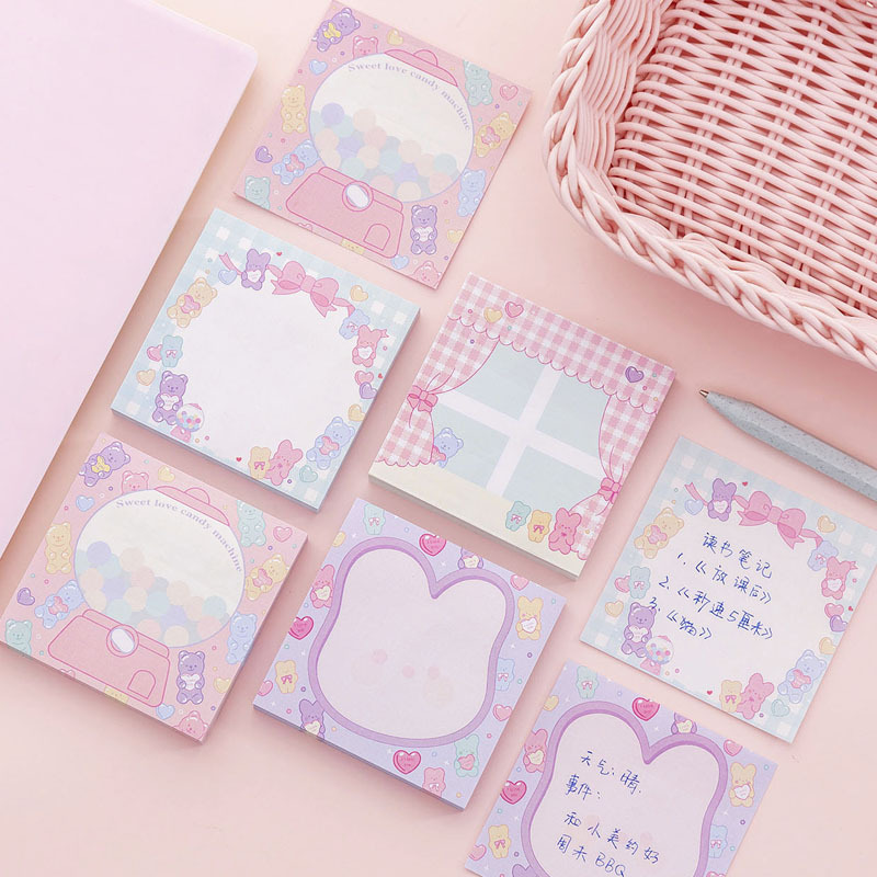 Zhishun Ins Pink Girl Sweetheart Candy Notepad Student Message-Leaving Sticky Note Creative N Times Sticker Sticky Notes