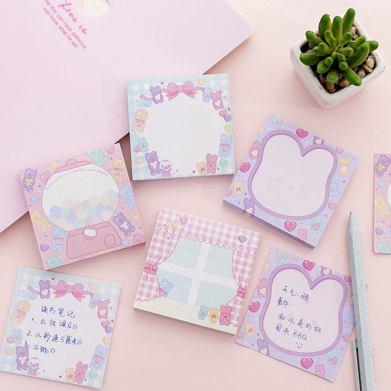 Zhishun Ins Pink Girl Sweetheart Candy Notepad Student Message-Leaving Sticky Note Creative N Times Sticker Sticky Notes
