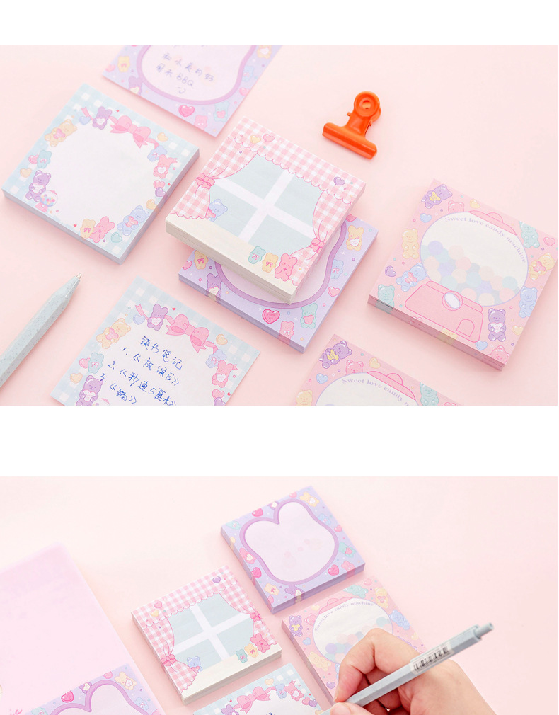 Zhishun Ins Pink Girl Sweetheart Candy Notepad Student Message-Leaving Sticky Note Creative N Times Sticker Sticky Notes