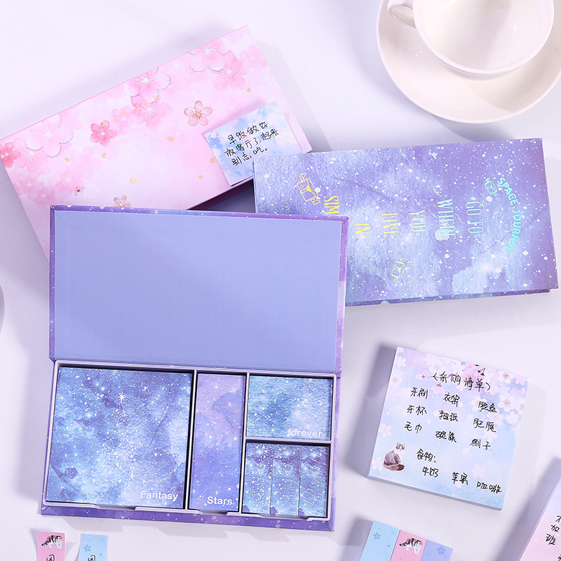 Yilan Korean Sticky Notes Boxed Gilding Tearable Note Ins Sticky Note Event-Recording Pocketbook Sticker Set