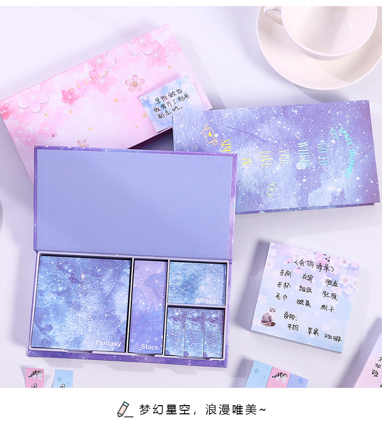 Yilan Korean Sticky Notes Boxed Gilding Tearable Note Ins Sticky Note Event-Recording Pocketbook Sticker Set