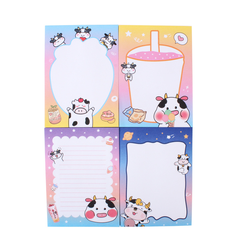 50 Pieces Sticky Notes Cute Colorful Cartoon Pattern Office Can Stick Note Sticker Student Message Sticker 70G Paper