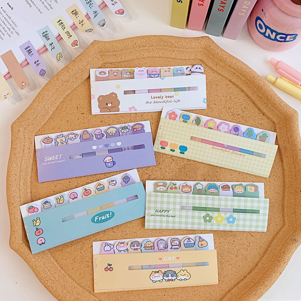 Cute Cartoon Good-looking Sticky Notes Girl Heart Student Stick Label Soft and Adorable Bear Portable Message Note Sticker