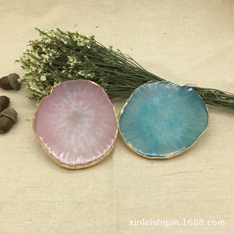Nail Beauty Golden Edge Agate Slices New Japanese Natural Multi-Color Agate Painted Palette Resin Craft Palette Nail Beauty Golden Edge Agate Slices New Japanese Natural Multi-Color Agate Painted Palette Resin Craft Palette