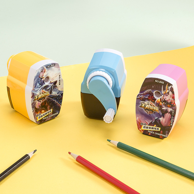Cartoon king glory pattern hand - hold pencil sharpener
