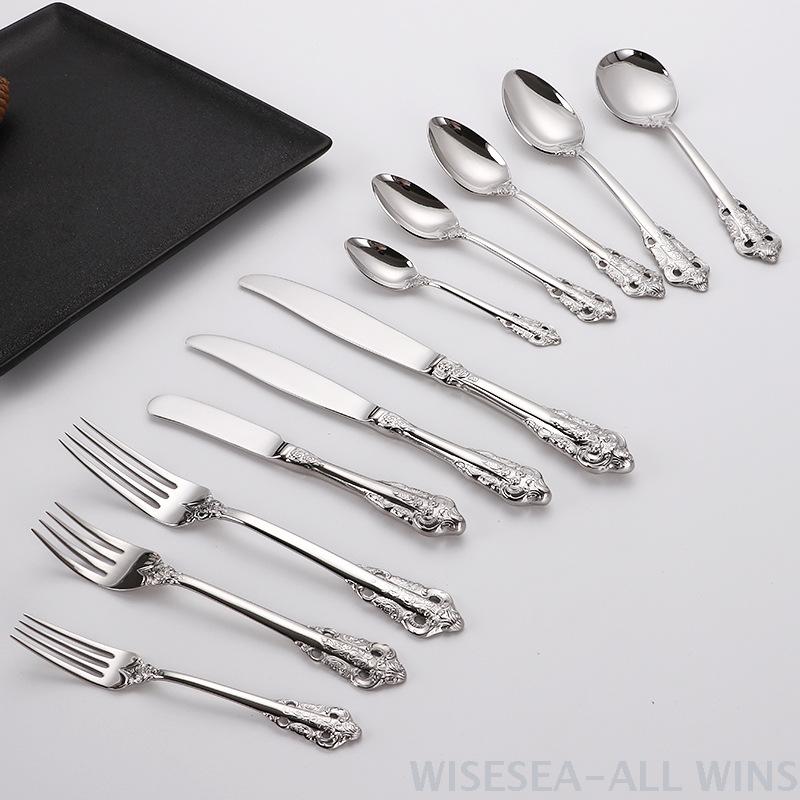 Golden 304 High quality stainless steel tableware gift set cutlery knife fork soup spoon