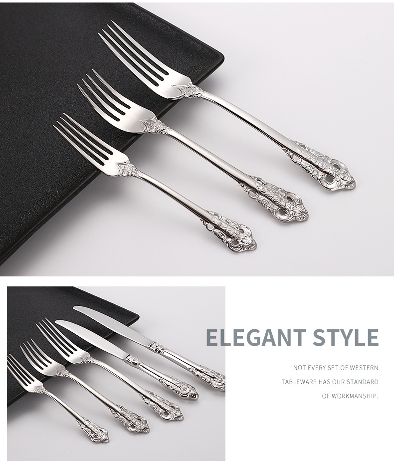 Golden 304 High quality stainless steel tableware gift set cutlery knife fork soup spoon
