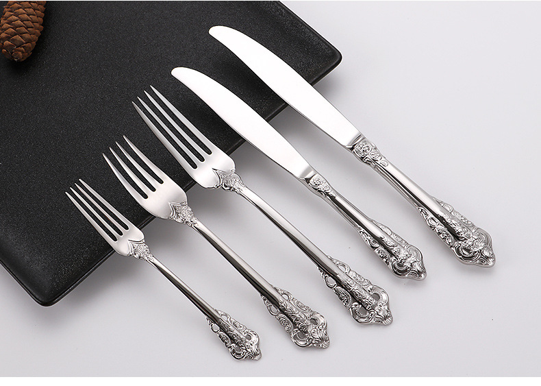 Golden 304 High quality stainless steel tableware gift set cutlery knife fork soup spoon