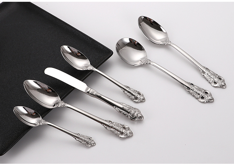 Golden 304 High quality stainless steel tableware gift set cutlery knife fork soup spoon