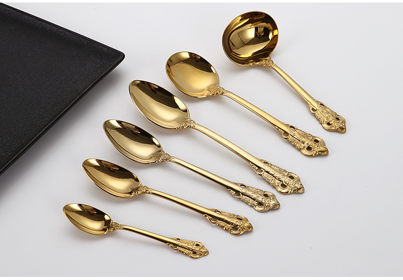 Golden 304 High quality stainless steel tableware gift set cutlery knife fork soup spoon