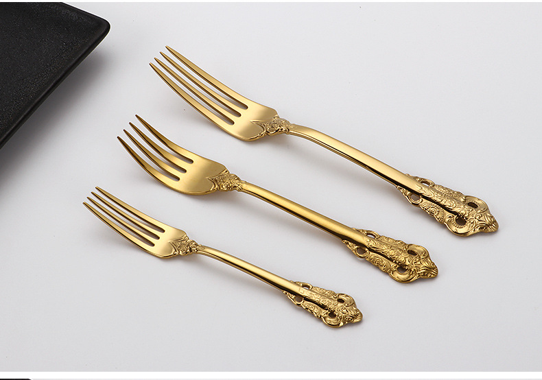Golden 304 High quality stainless steel tableware gift set cutlery knife fork soup spoon