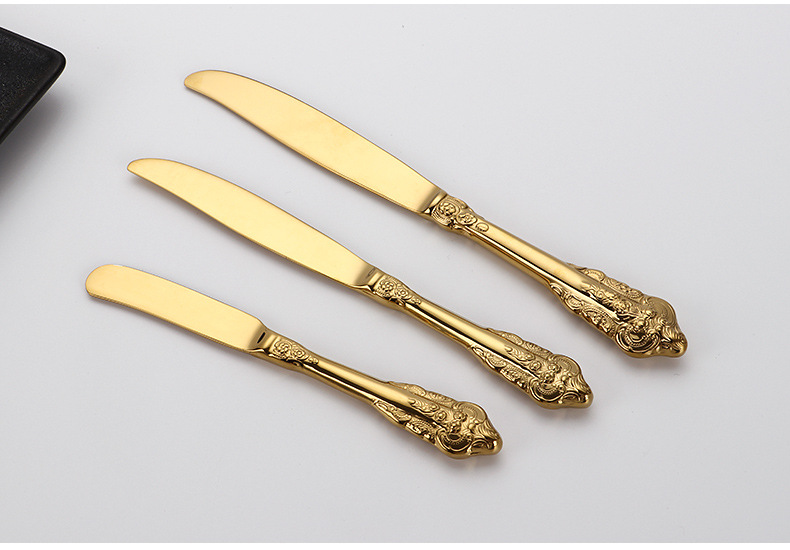 Golden 304 High quality stainless steel tableware gift set cutlery knife fork soup spoon