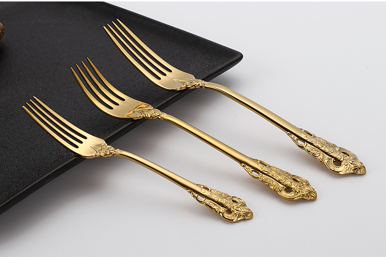 Golden 304 High quality stainless steel tableware gift set cutlery knife fork soup spoon