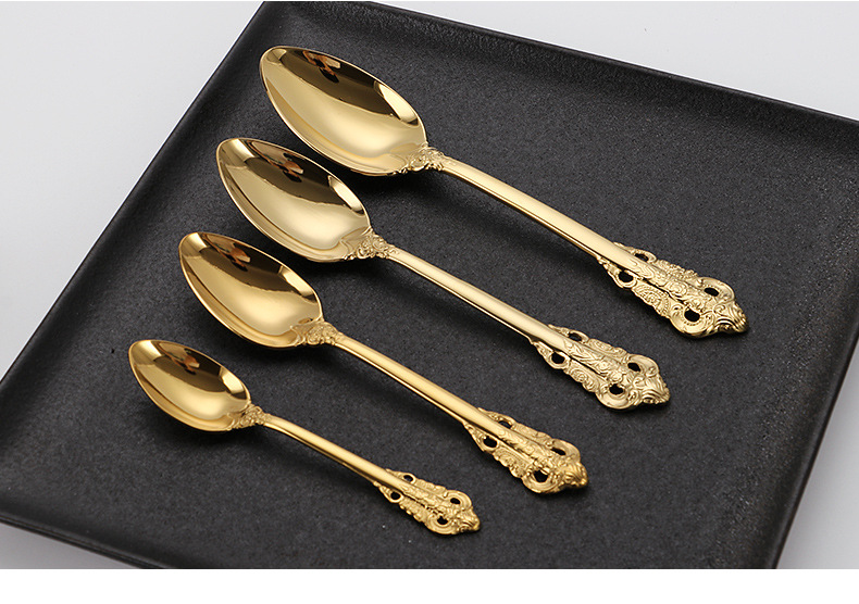 Golden 304 High quality stainless steel tableware gift set cutlery knife fork soup spoon