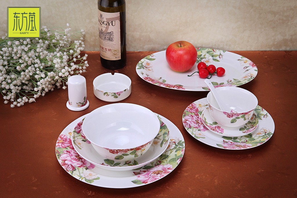 Bone China Korean Tableware Set Dishes and Bowls of Bone China Combination Set Bone China Gift Ceramic Tableware Customization Bone China Korean Tableware Set Dishes and Bowls of Bone China Combination Set Bone China Gift Ceramic Tableware Customization
