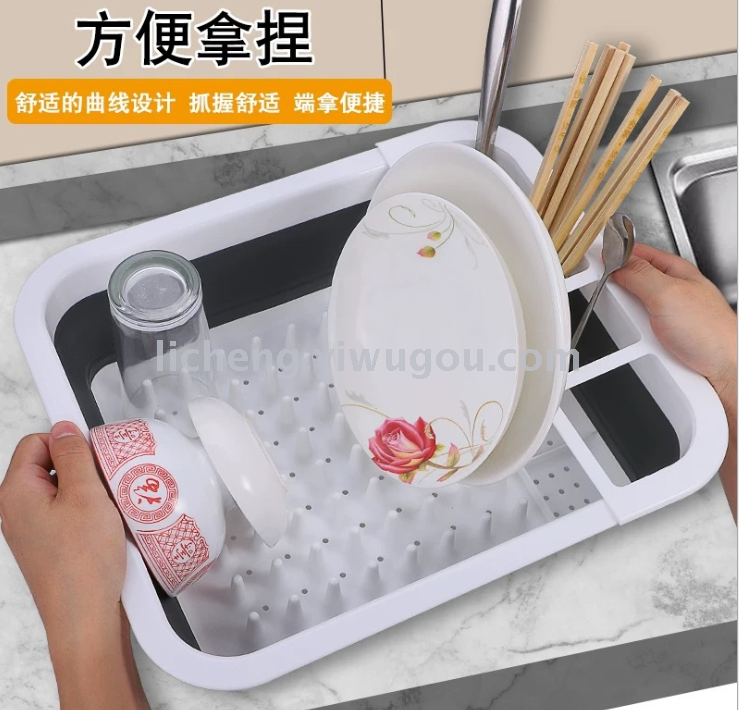 Bowl Folding Storage Draining Shelf Tableware Storage Box Retractable Folding Dish Rack Multi-Function Kitchen Dish Rack Draining Shelf