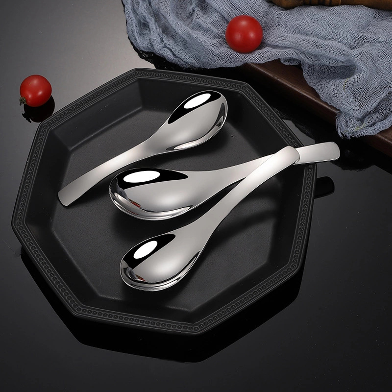 304 Stainless Steel Children Spoon Thick Short Handle Spoon Household Eating Soup Spoon Tableware Court Spoon Spoon Spoon round Bottom Spoon