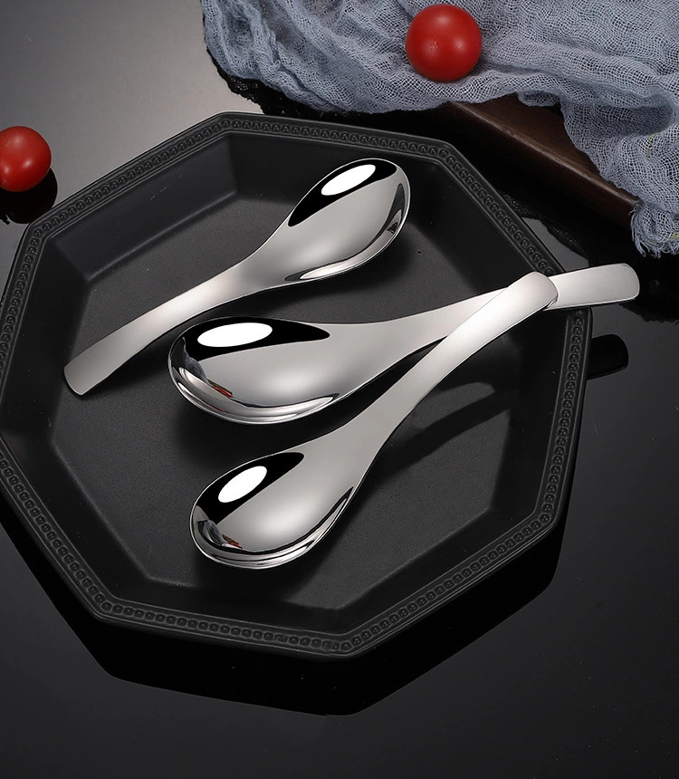 304 Stainless Steel Children Spoon Thick Short Handle Spoon Household Eating Soup Spoon Tableware Court Spoon Spoon Spoon round Bottom Spoon