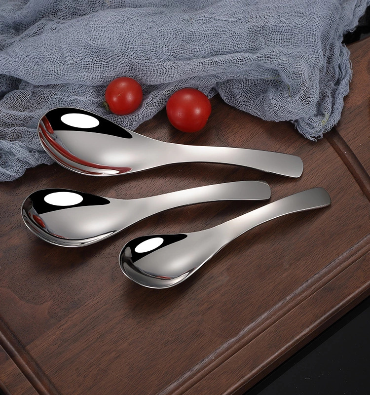 304 Stainless Steel Children Spoon Thick Short Handle Spoon Household Eating Soup Spoon Tableware Court Spoon Spoon Spoon round Bottom Spoon