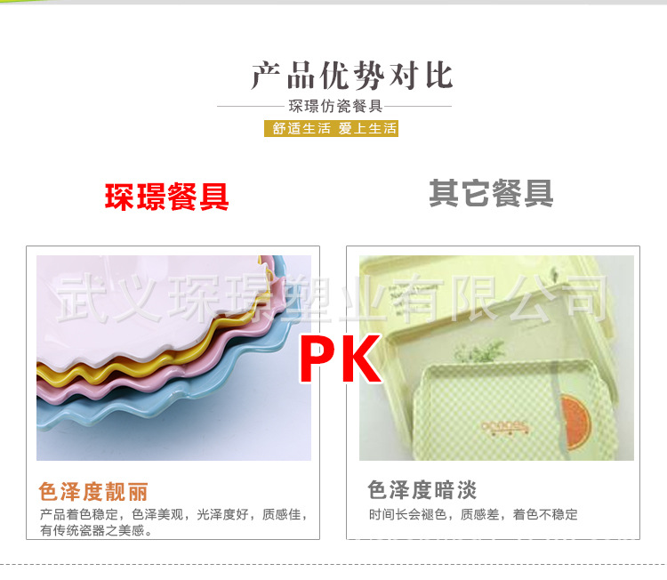 Taobao Hot Sale Color Melamine Fruit Plate Imitation Porcelain Flower-Shaped Plate round Creative Tableware Melon Seeds Peanut Candy Plate