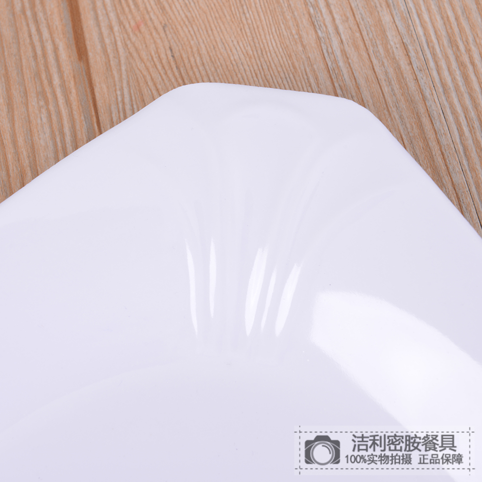 White Melamine Tableware Cut Angle Square Plate Creative Thickening Plate Dish Hotel Restaurant Western Buffet Plate