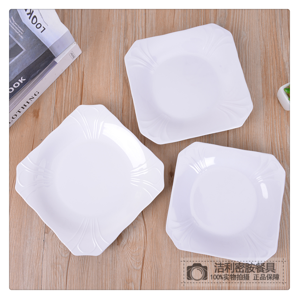 White Melamine Tableware Cut Angle Square Plate Creative Thickening Plate Dish Hotel Restaurant Western Buffet Plate White Melamine Tableware Cut Angle Square Plate Creative Thickening Plate Dish Hotel Restaurant Western Buffet Plate